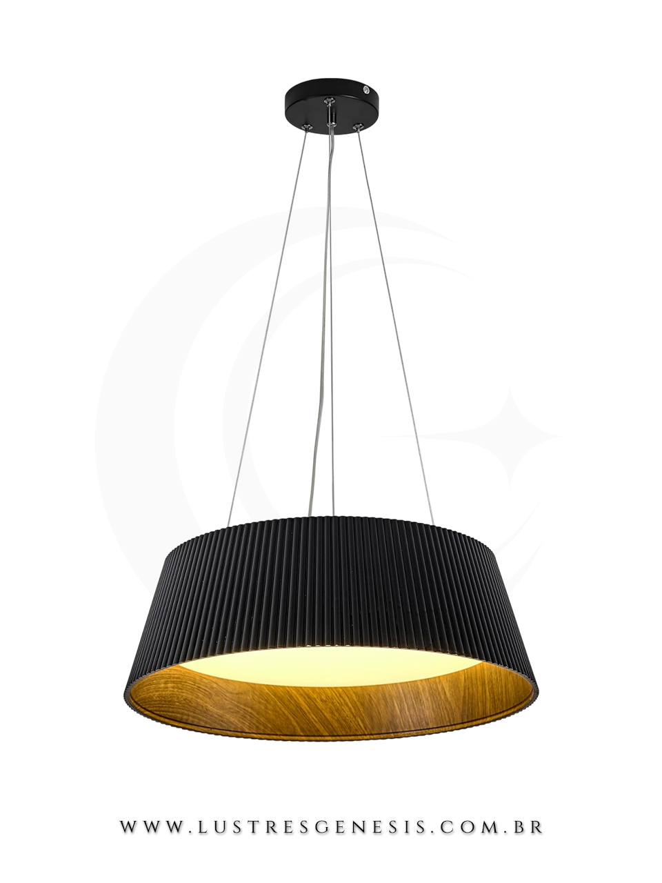 Plafon redondo preto com LED quente de 3600 l&uacute;mens, modelo Nexo &Oslash;38cm, ideal para quartos, sala de estar, corredor, hall e escrit&oacute;rio.